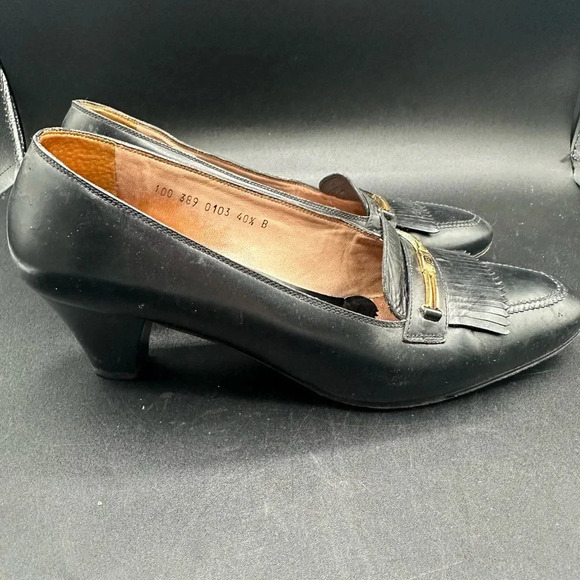 Vintage Gucci Leather Black Heels Loafers 40.5 - Picture 6 of 13